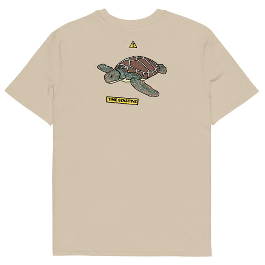 The back of The Sea Turtle T Shirt, Desert Dust, Sea Turtle artwork. Turtle Shirt, Turtle T Shirt