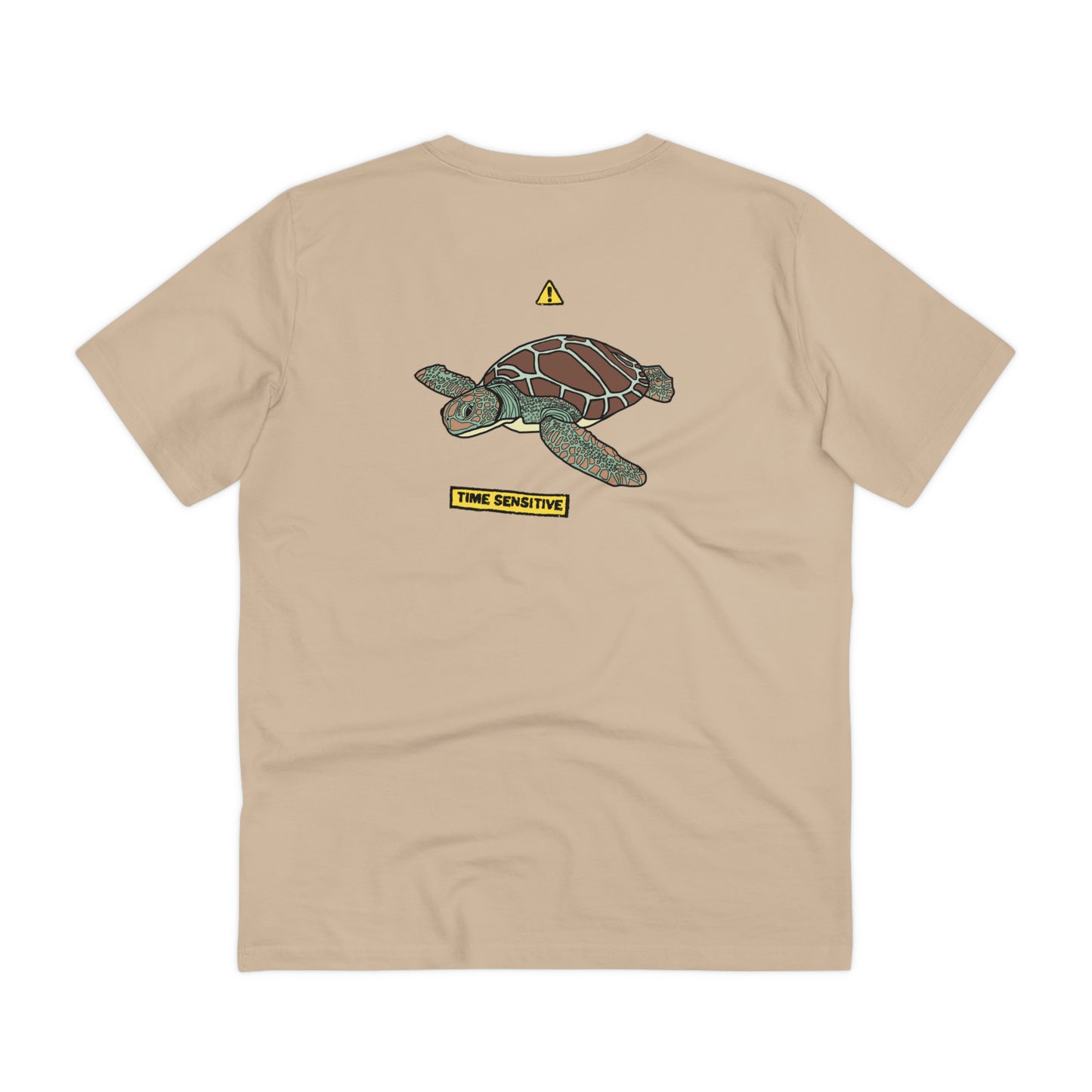 The back of The Sea Turtle T Shirt, Desert Dust, Sea Turtle artwork. Turtle Shirt, Turtle T Shirt