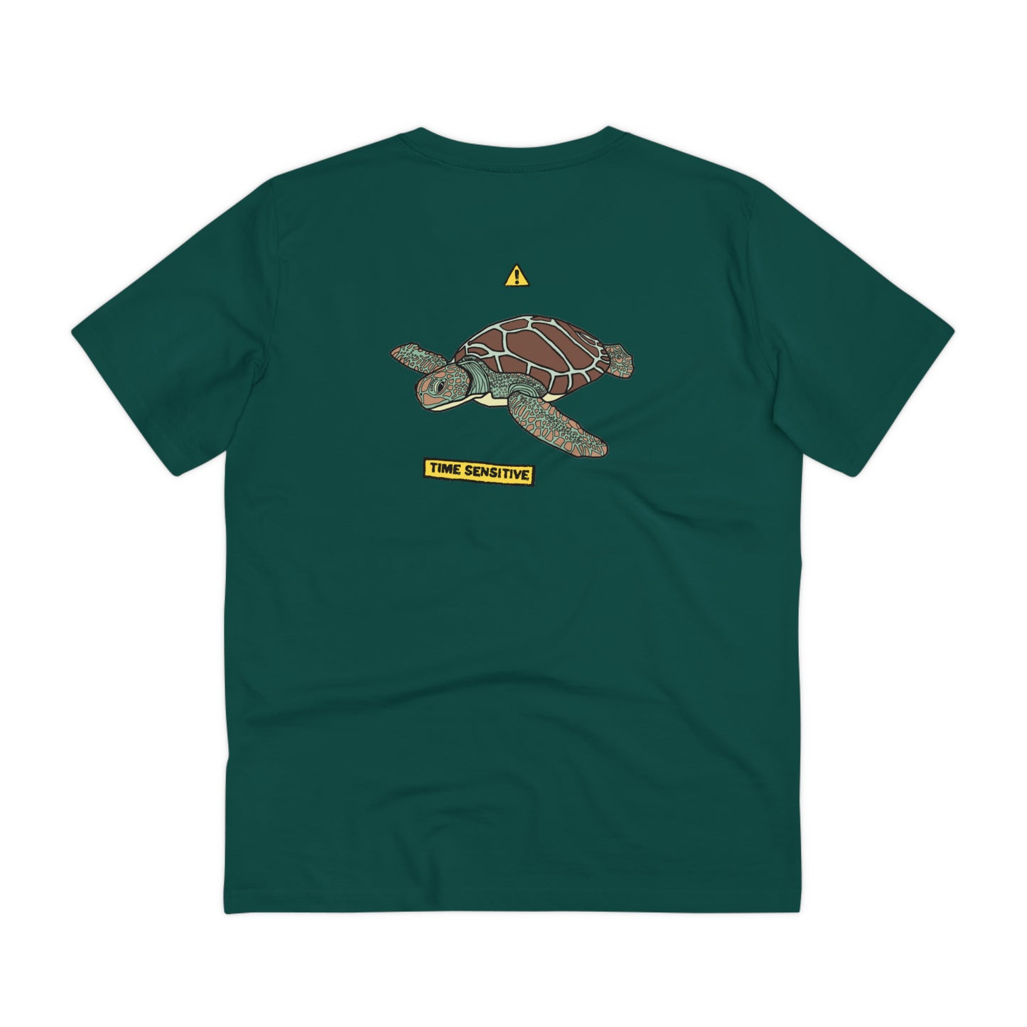 The back of The Sea Turtle T Shirt, Glazed Green, Sea Turtle artwork. Turtle Shirt, Turtle T Shirt